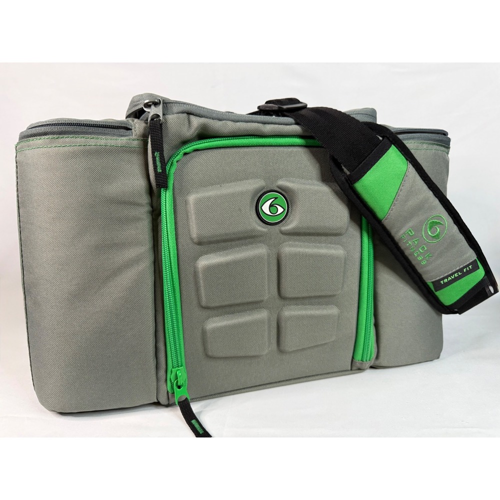 Six Pack Fitness Innovator 300 Meal Prep Bag Insulated Lunch Tote Gray Green